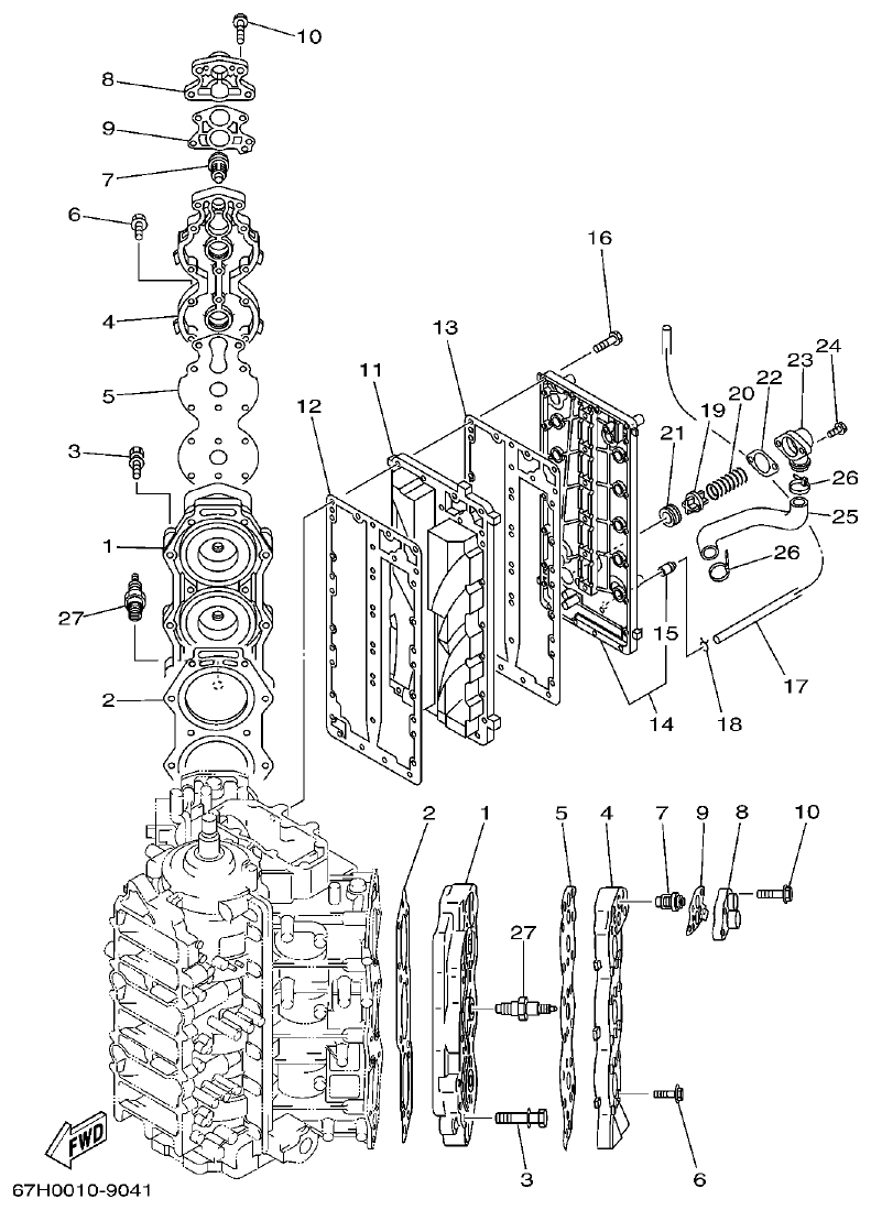 Yamaha L150J CYLINDER. CRANKCASE 2 parts diagram