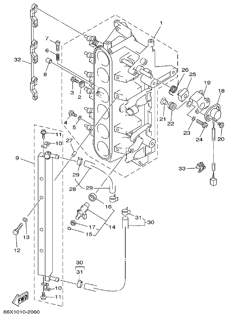 Yamaha L150J FUEL INJECTION NOZZLE parts diagram