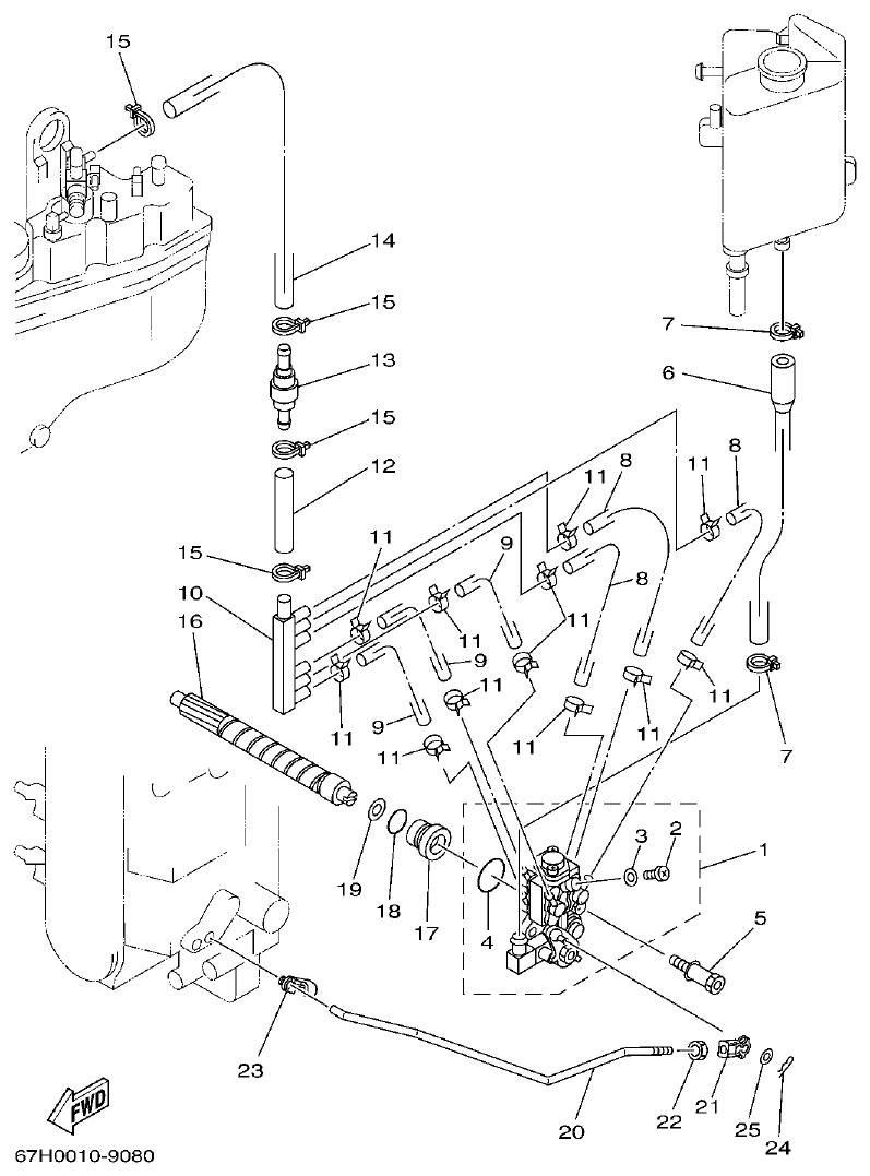 Yamaha L150J OIL PUMP parts diagram