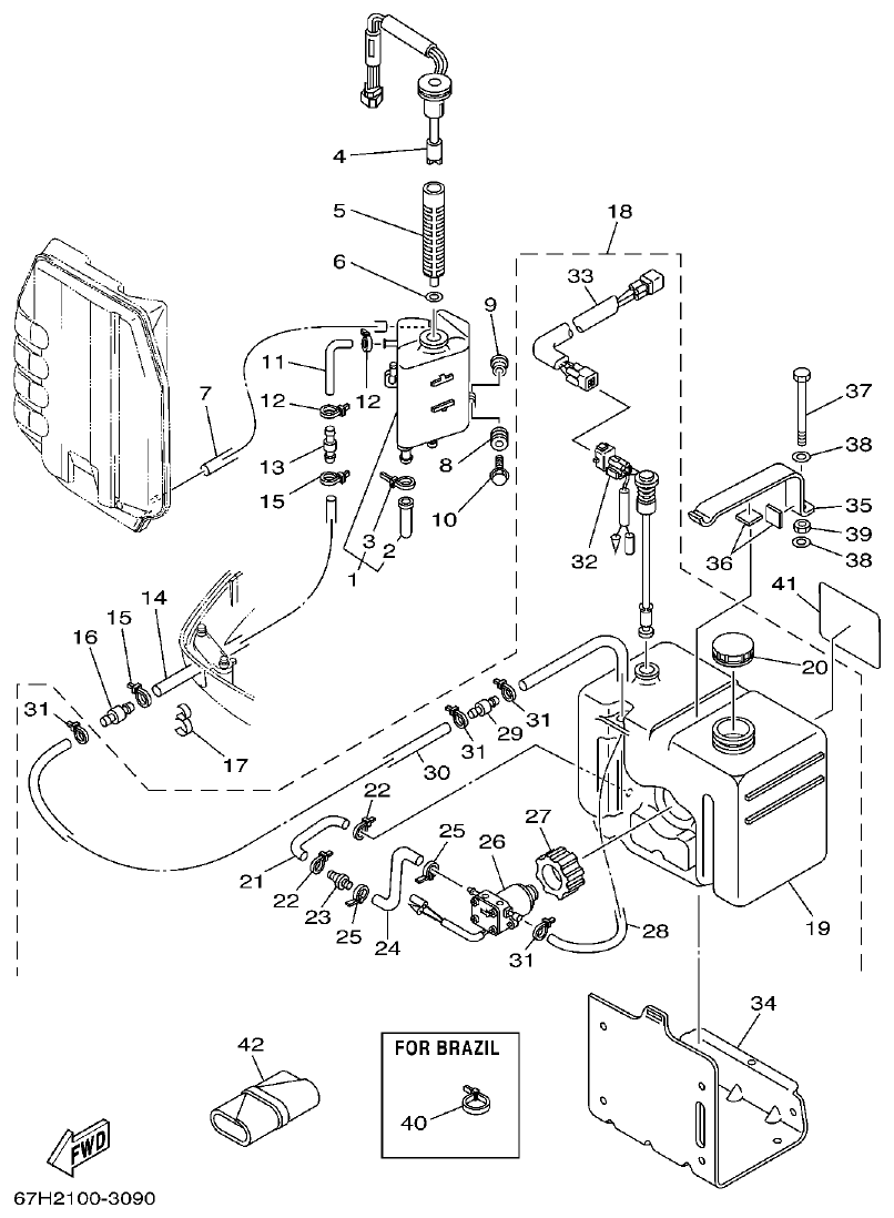 Yamaha L150J OIL TANK parts diagram