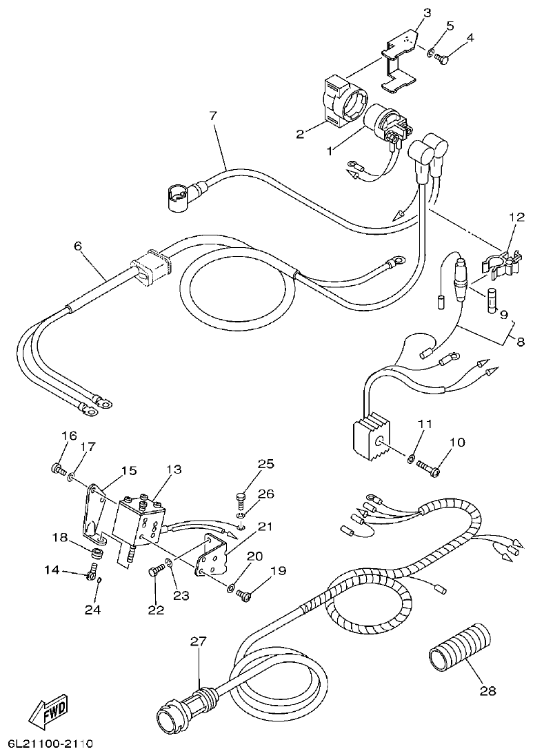Yamaha 20D, 25N ELECTRICAL 2 parts diagram