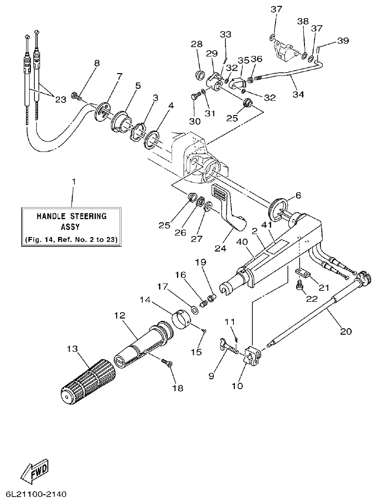 Yamaha 20D, 25N STEERING parts diagram