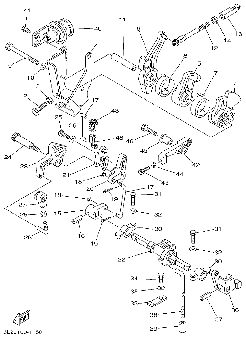 Yamaha 20D, 25N CONTROL 1 parts diagram
