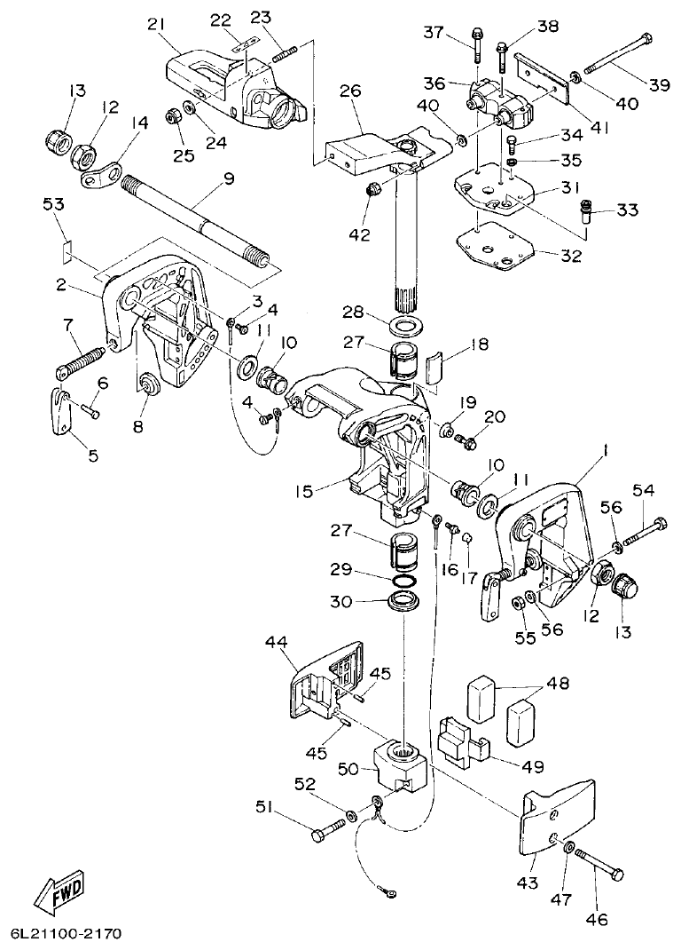 Yamaha 20D, 25N BRACKET 1 parts diagram