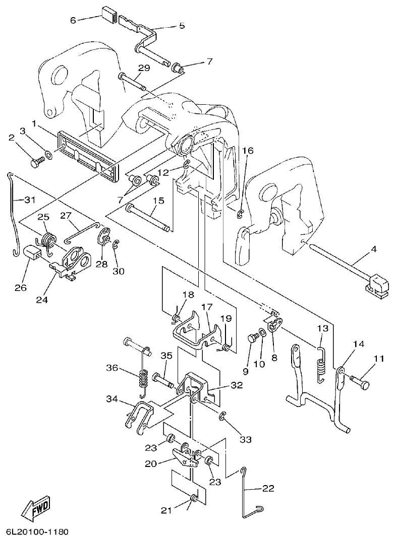 Yamaha 20D, 25N BRACKET 2 parts diagram