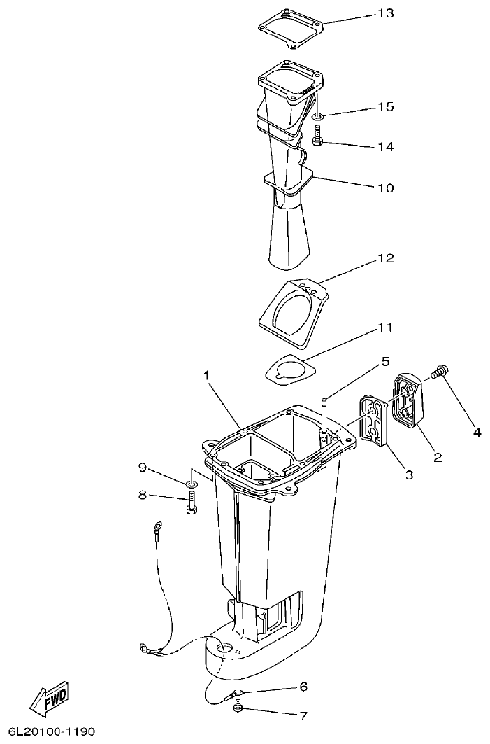 Yamaha 20D, 25N UPPER CASING parts diagram