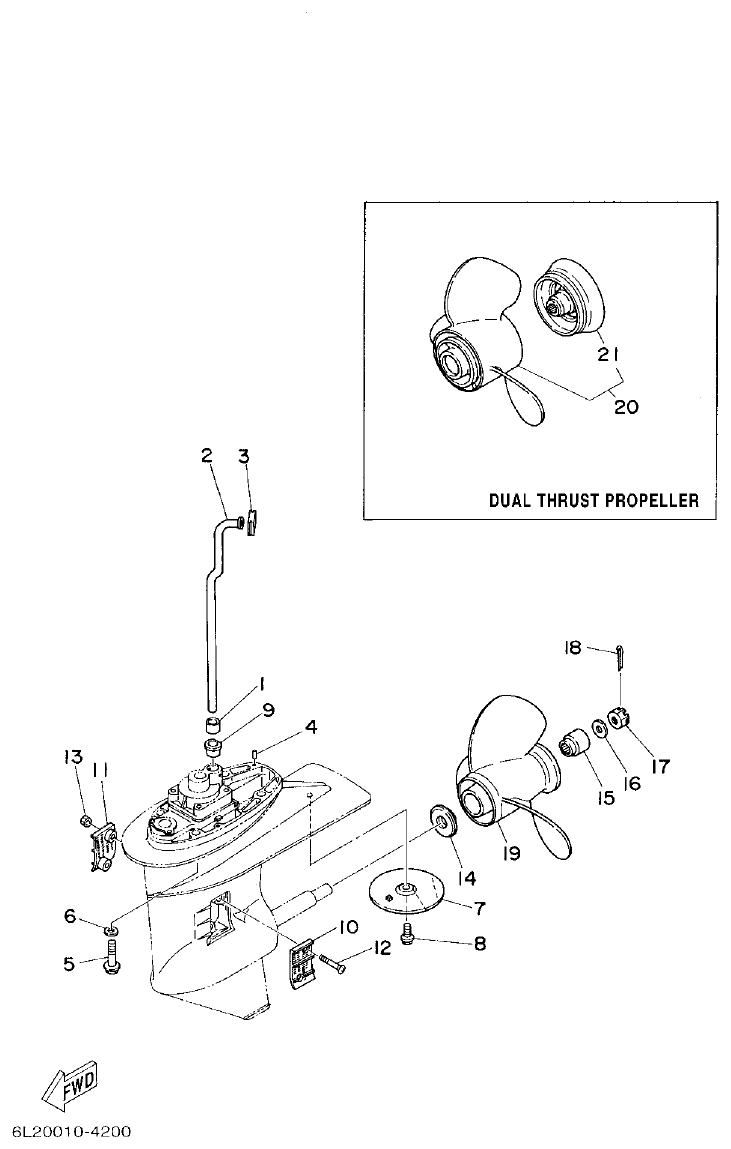 Yamaha 20D, 25N LOWER CASING. DRIVE 2 parts diagram