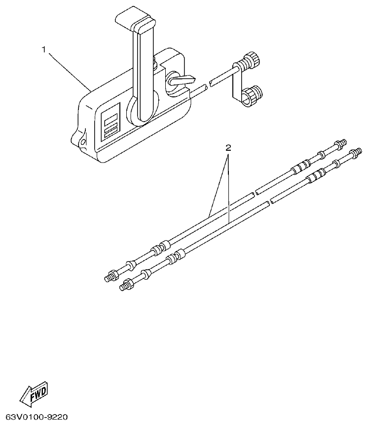Yamaha 20D, 25N REMOTE CONTROL BOX parts diagram