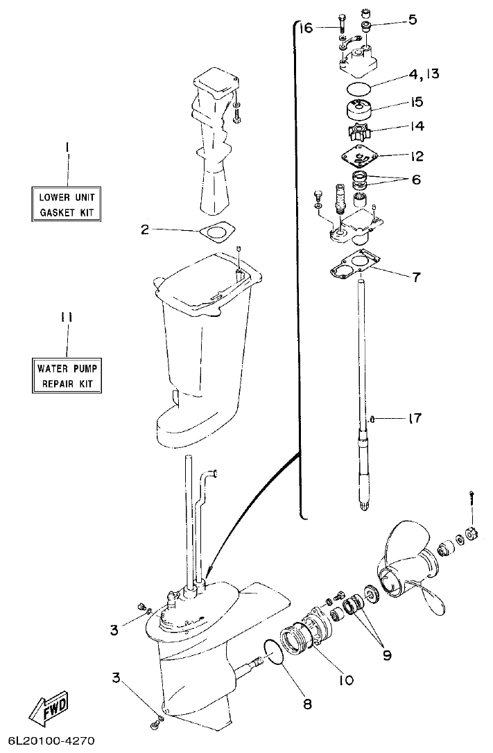 Yamaha 20D, 25N REPAIR KIT 2 parts diagram