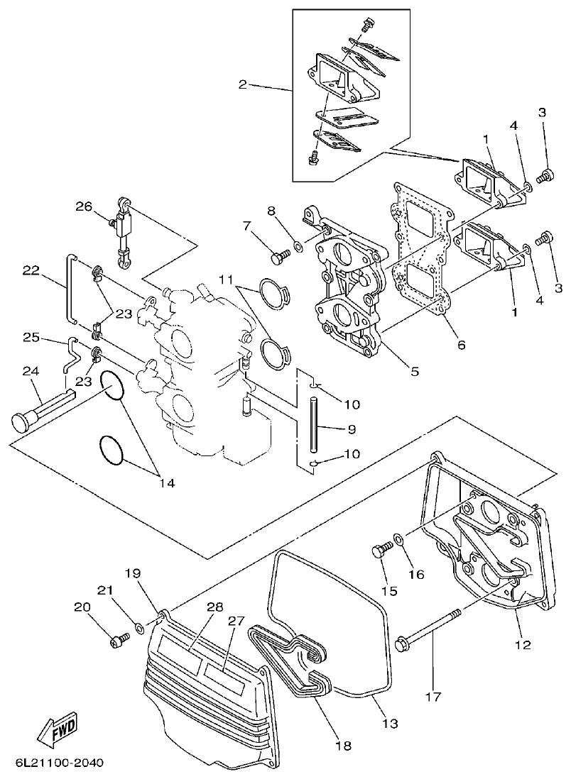 Yamaha 20D, 25N INTAKE parts diagram