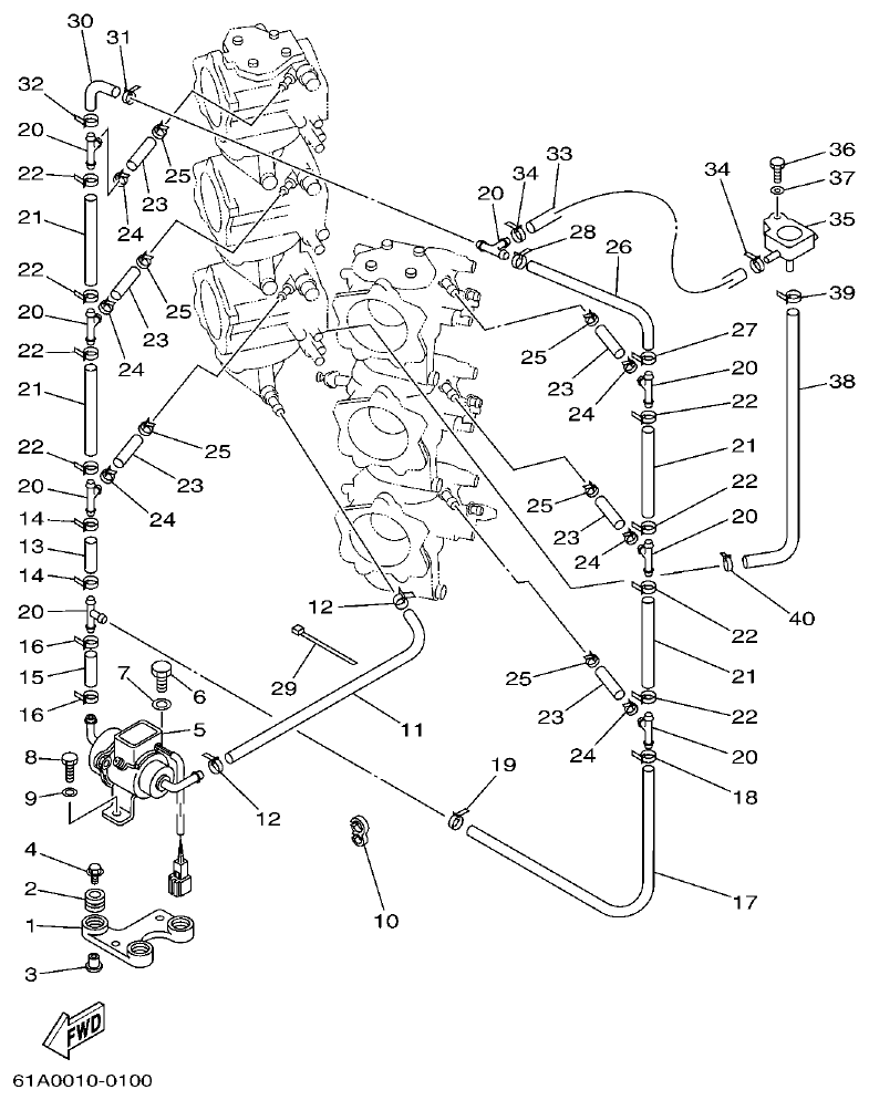 Yamaha 225CETO, L225CETO FUEL 2 parts diagram
