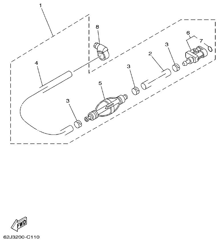 Yamaha 225CETO, L225CETO FUEL 3 parts diagram