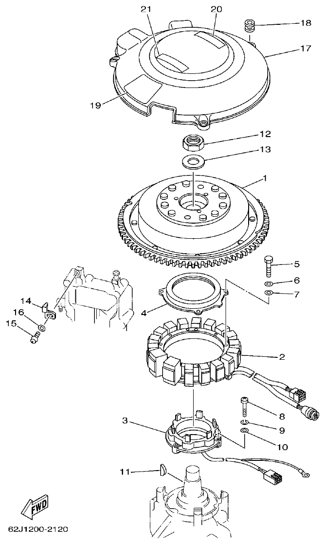 Yamaha 225CETO, L225CETO GENERATOR parts diagram