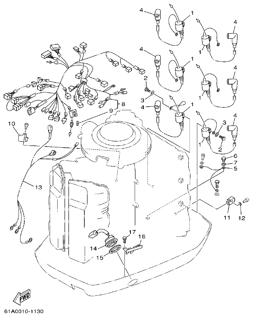 Yamaha 225CETO, L225CETO ELECTRICAL 2 parts diagram
