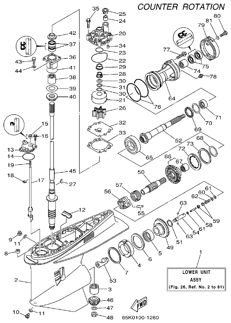 Yamaha 225CETO, L225CETO LOWER CASING & DRIVE 3 parts diagram