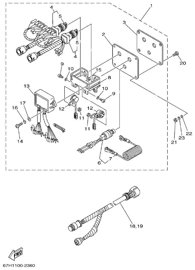 Yamaha 225CETO, L225CETO SWITCH & PANEL parts diagram