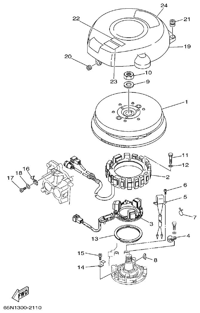 Yamaha 225DETO GENERATOR parts diagram