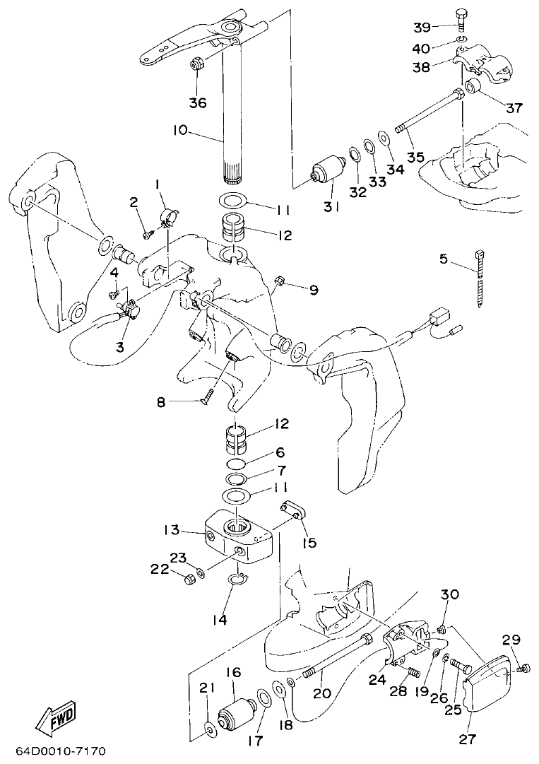 Yamaha 225DETO BRACKET 2 parts diagram