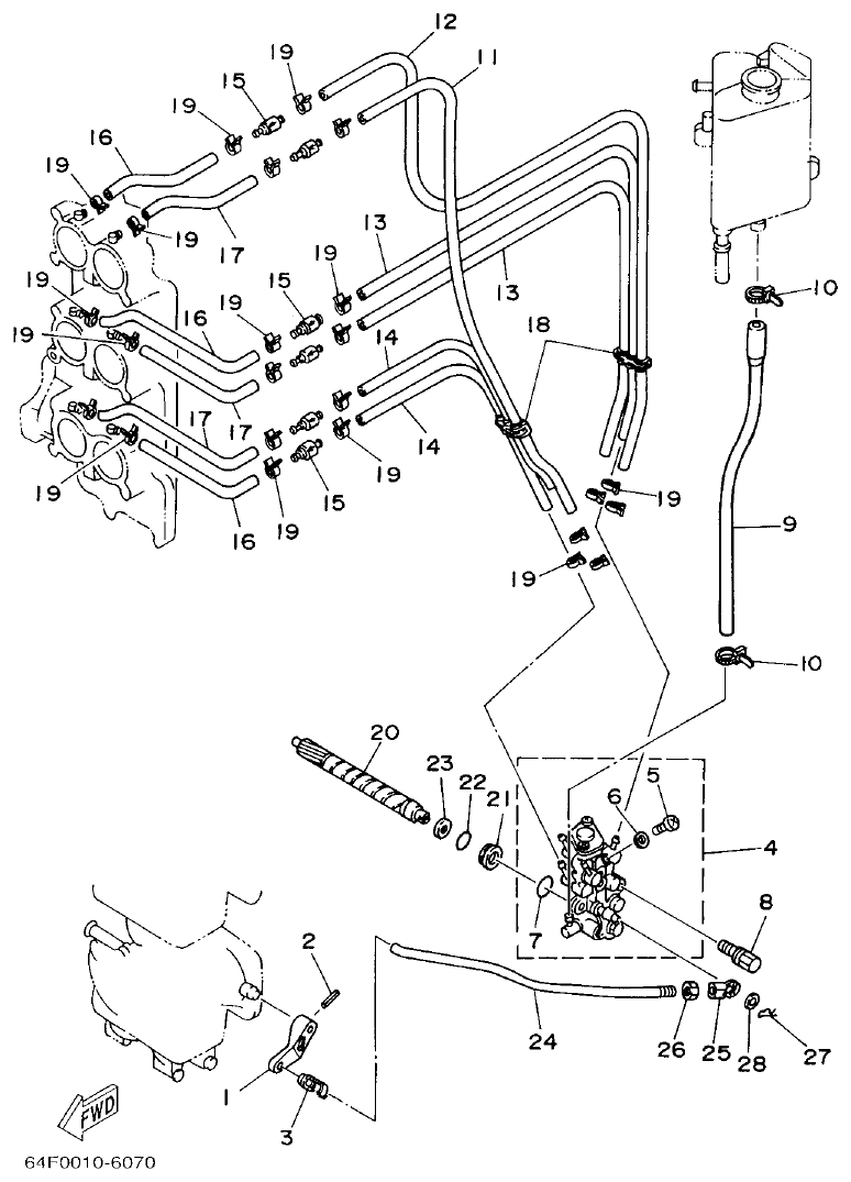 Yamaha 225DETO OIL PUMP parts diagram
