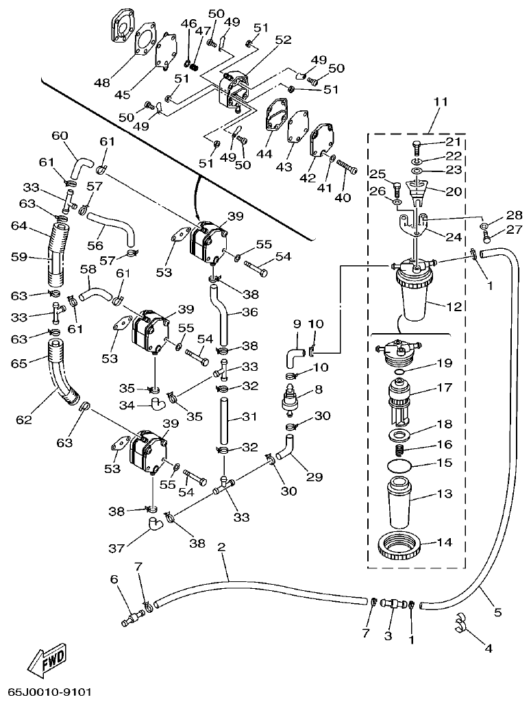 Yamaha L225FETO FUEL 1 parts diagram