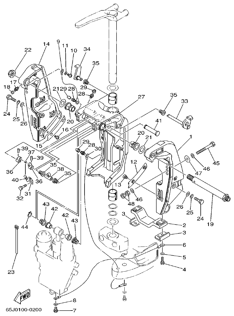 Yamaha L225FETO BRACKET 1 parts diagram
