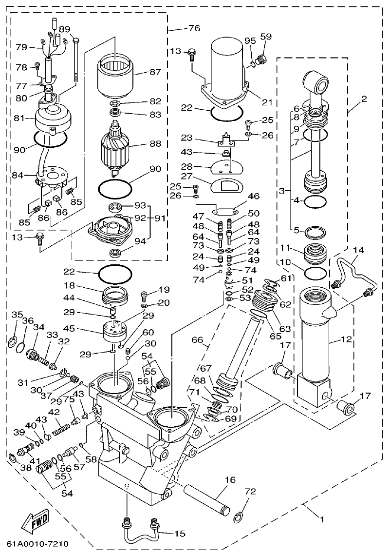 Yamaha L225FETO POWER TRIM & TILT ASSY parts diagram