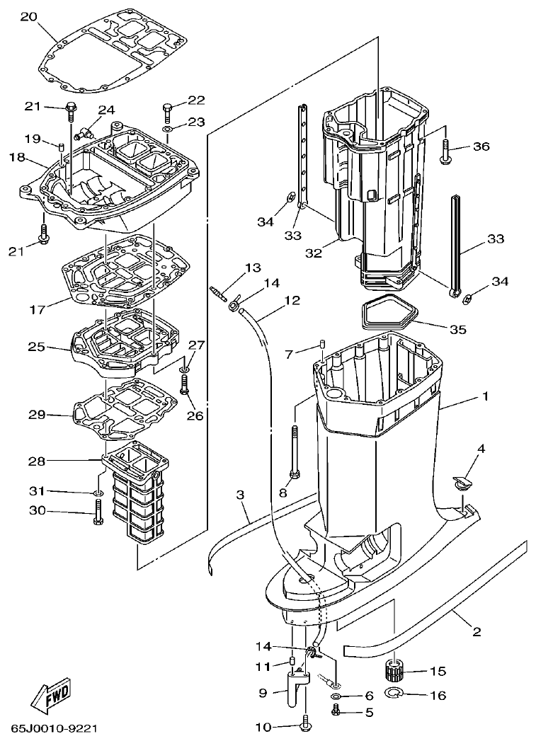 Yamaha L225FETO UPPER CASING parts diagram