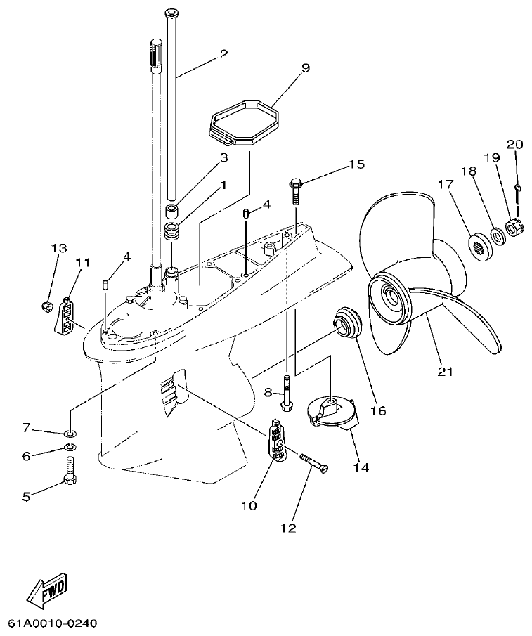 Yamaha L225FETO LOWER CASING. DRIVE 2 parts diagram