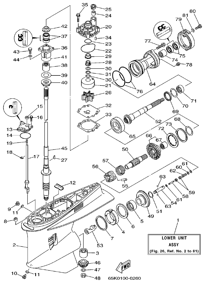 Yamaha L225FETO LOWER CASING. DRIVE 3 parts diagram
