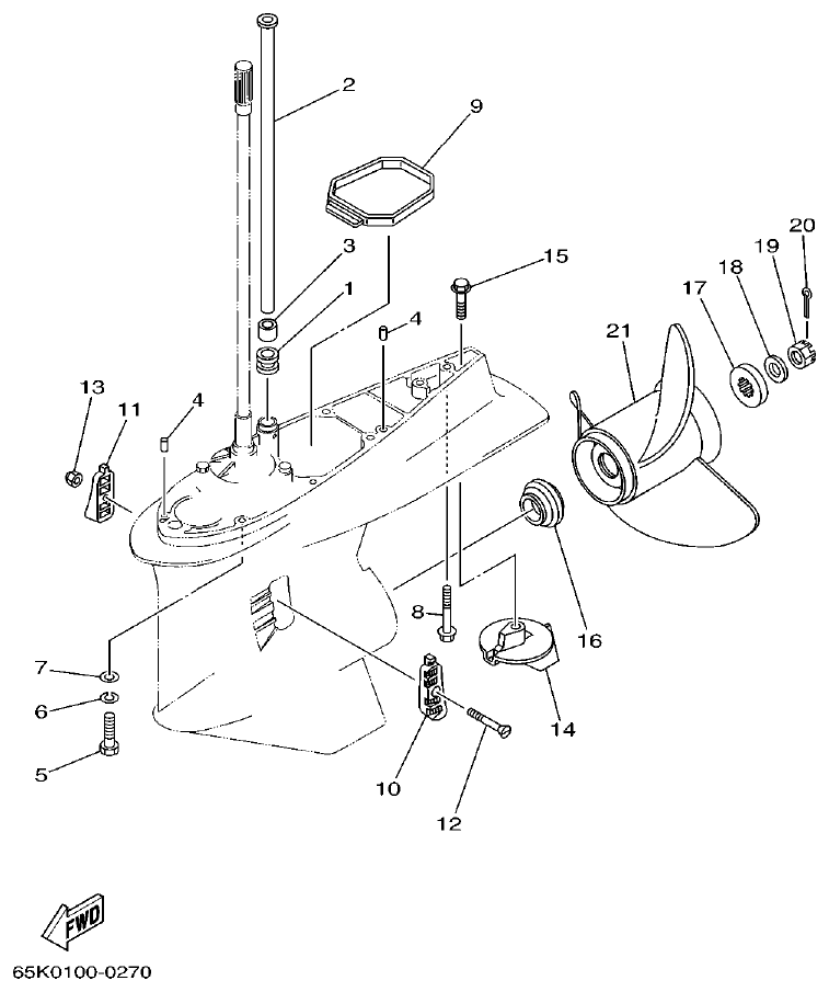 Yamaha L225FETO LOWER CASING. DRIVE 4 parts diagram