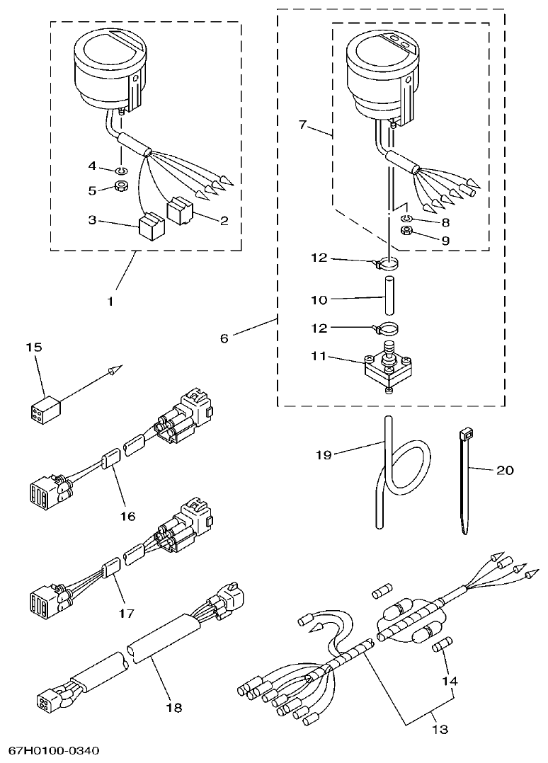 Yamaha L225FETO METER 1 parts diagram