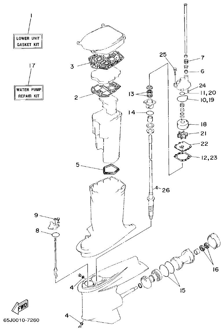 Yamaha L225FETO REPAIR KIT 2 parts diagram