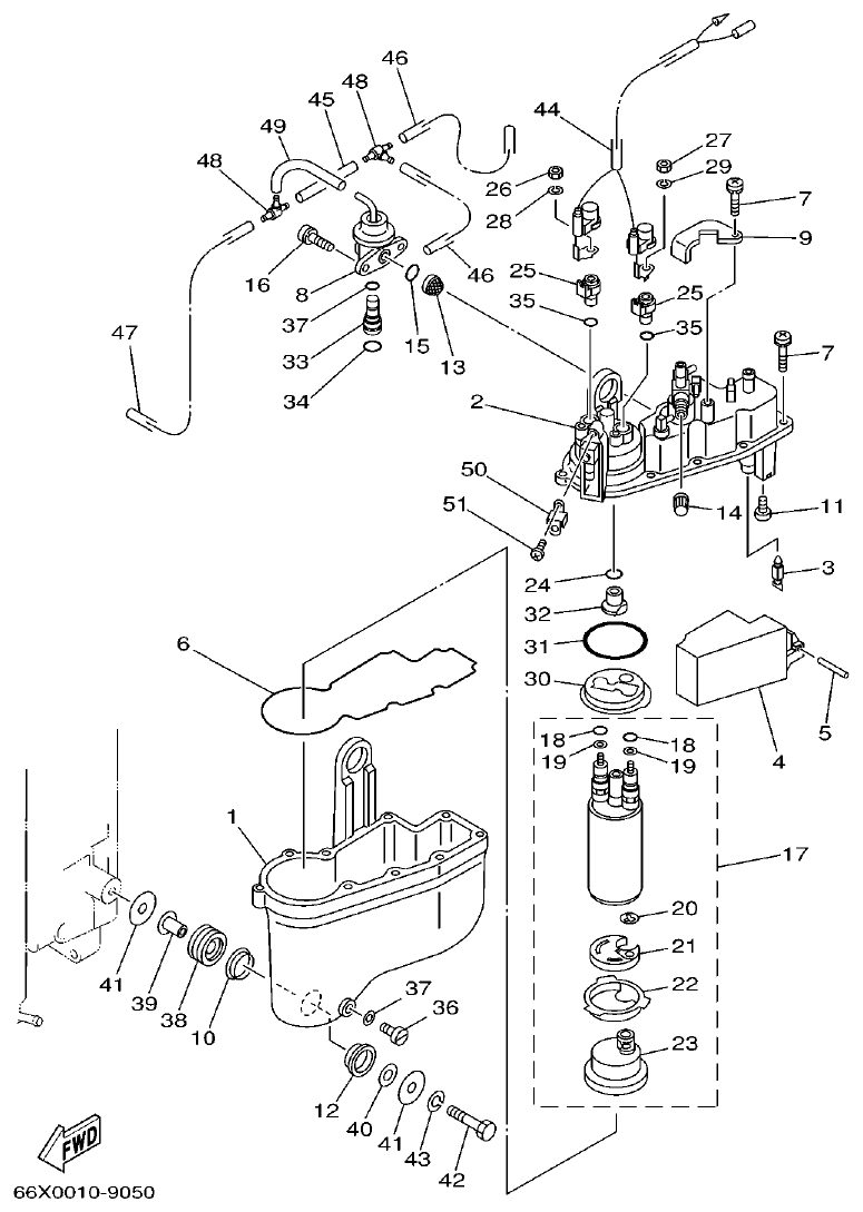 Yamaha L225FETO FUEL INJECTION PUMP parts diagram