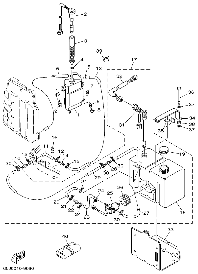 Yamaha L225FETO OIL TANK parts diagram