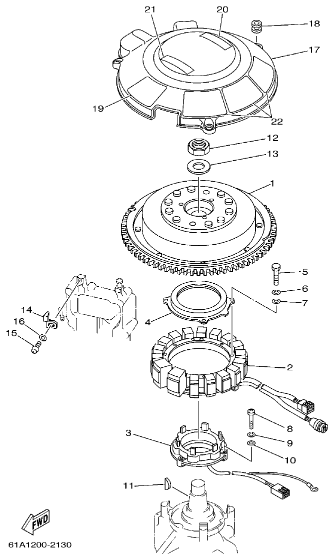 Yamaha 250A, L250A GENERATOR parts diagram