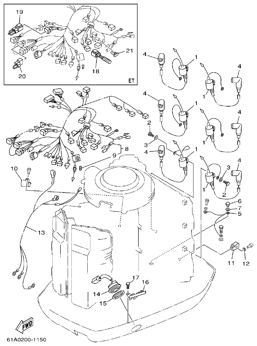 Yamaha 250A, L250A ELECTRICAL 2 parts diagram