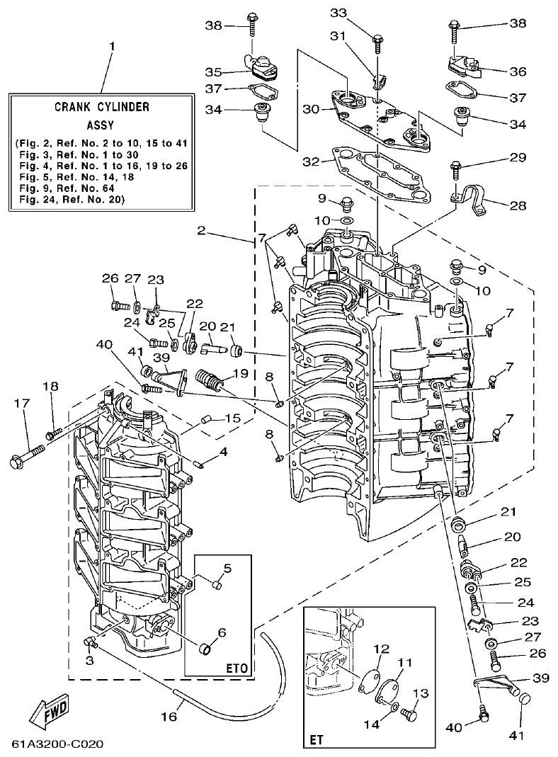 Yamaha 250A, L250A CYLINDER & CRANKCASE 1 parts diagram