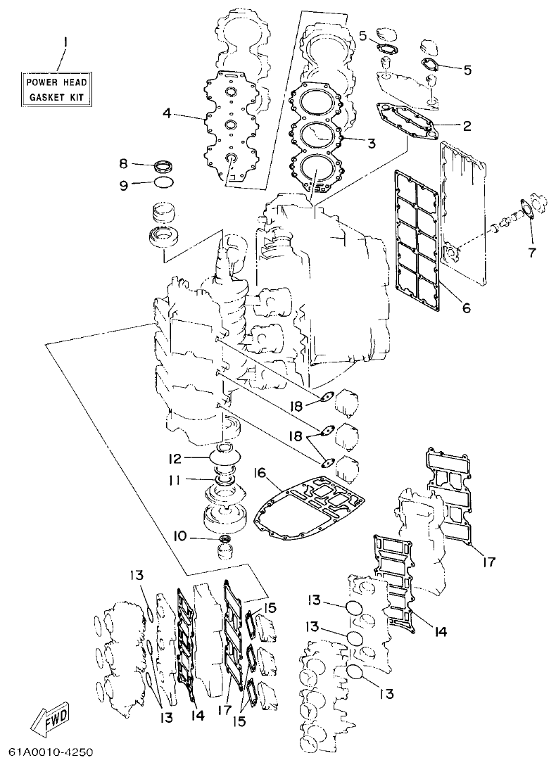 Yamaha 250A, L250A REPAIR KIT 1 parts diagram