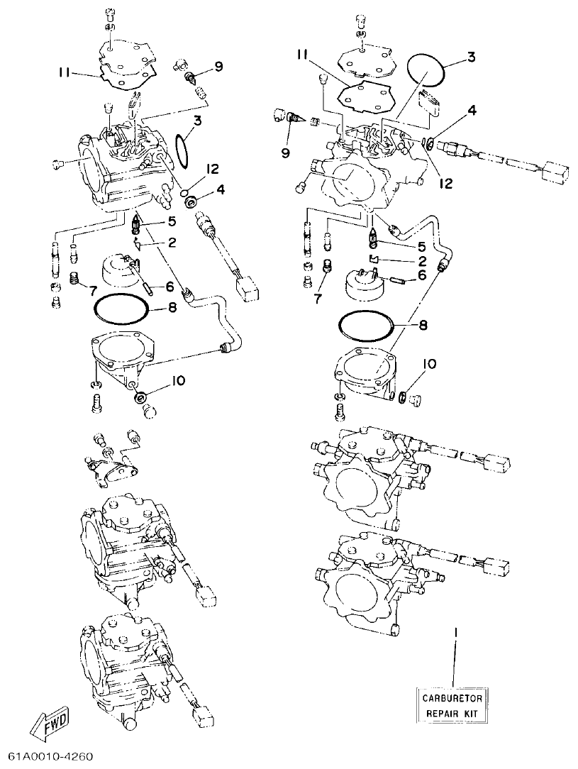 Yamaha 250A, L250A REPAIR KIT 2 parts diagram