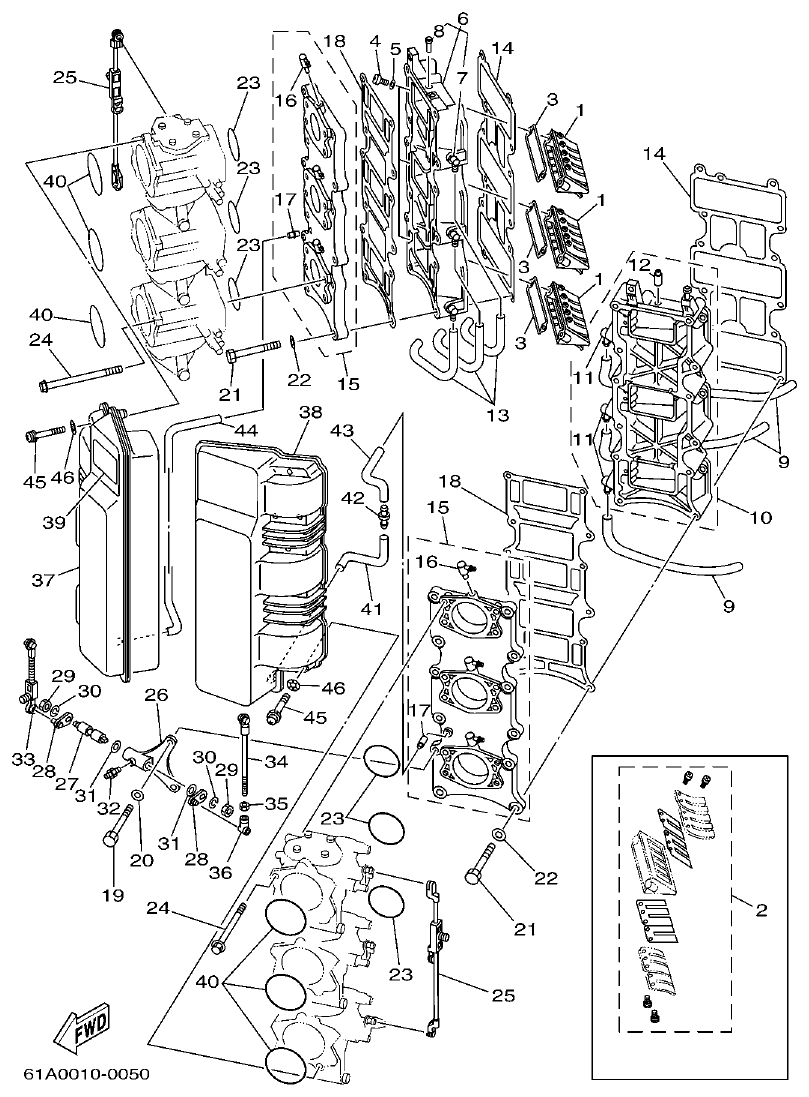 Yamaha 250A, L250A INTAKE parts diagram