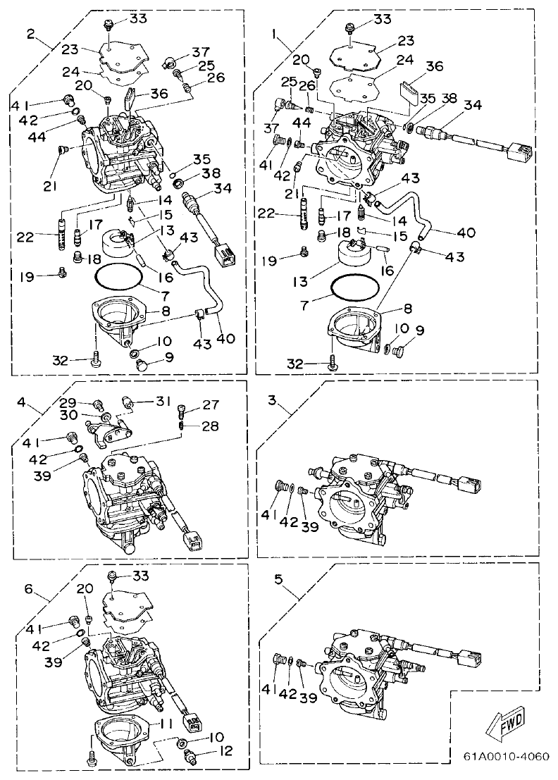 Yamaha 250A, L250A CARBURETOR parts diagram