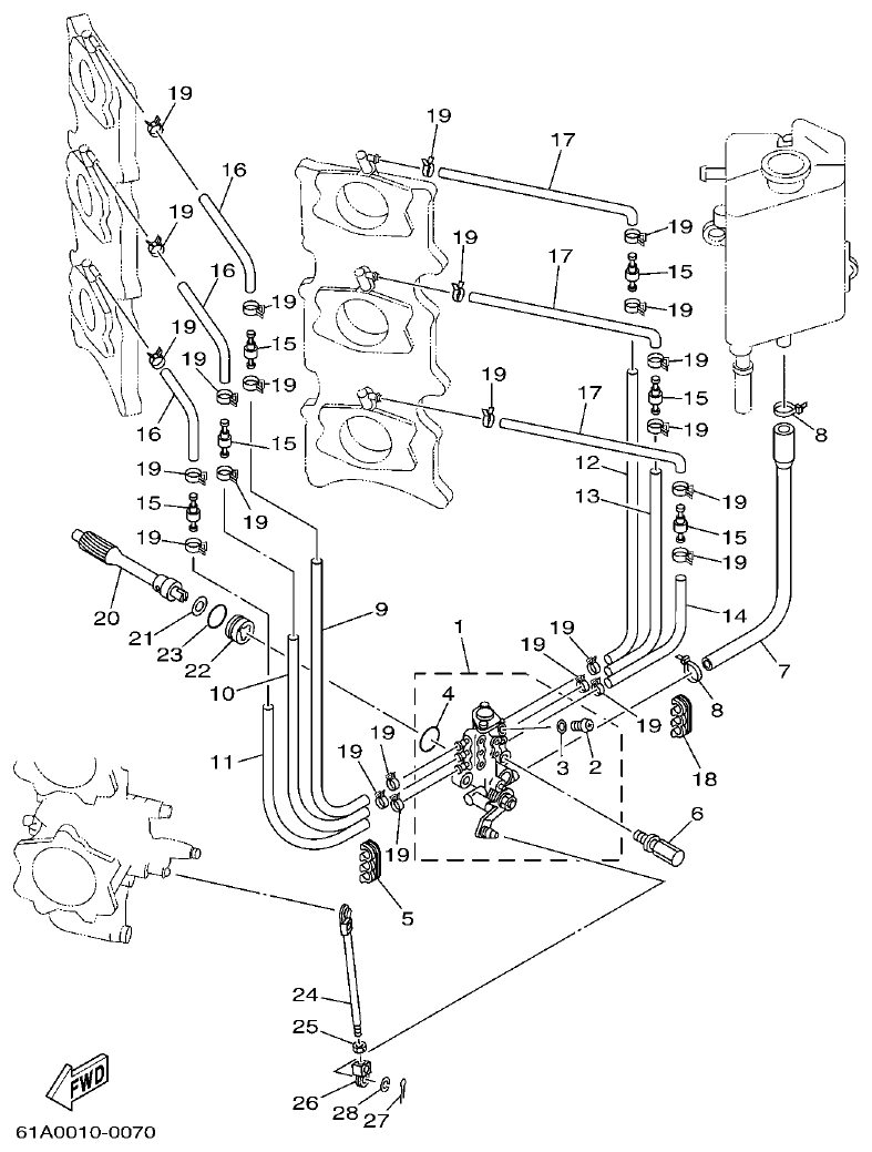 Yamaha 250A, L250A OIL PUMP parts diagram