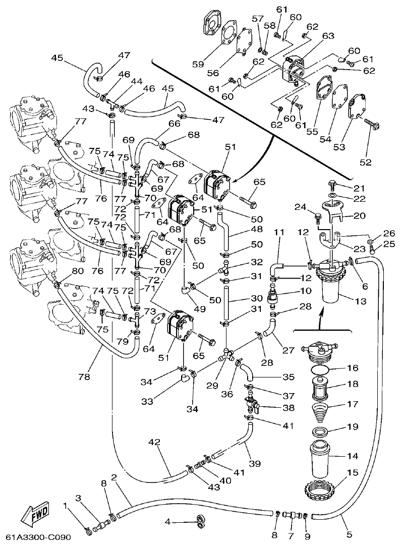 Yamaha 250A, L250A FUEL 1 parts diagram
