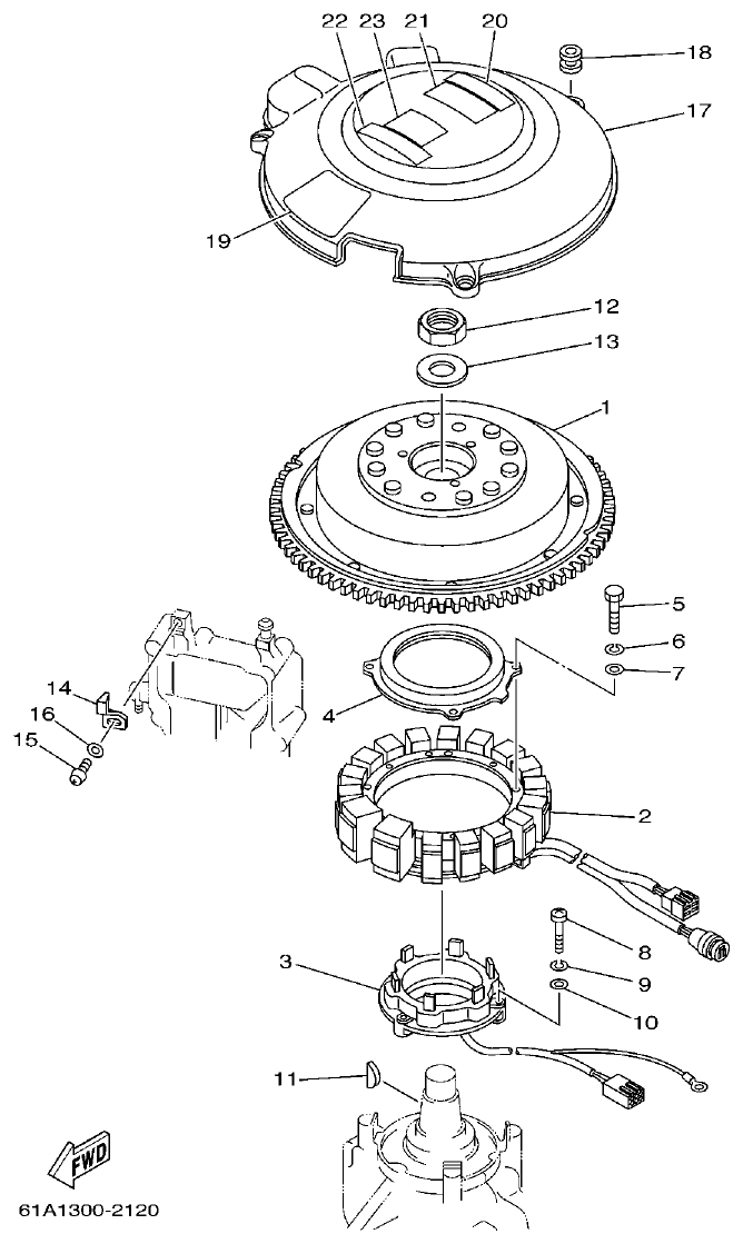 Yamaha 250AETO, L250AETO GENERATOR parts diagram