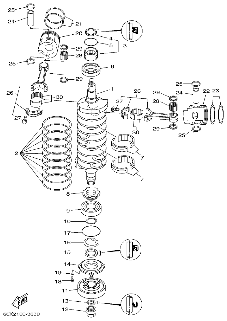 Yamaha 250AETO, L250AETO CRANKSHAFT & PISTON parts diagram