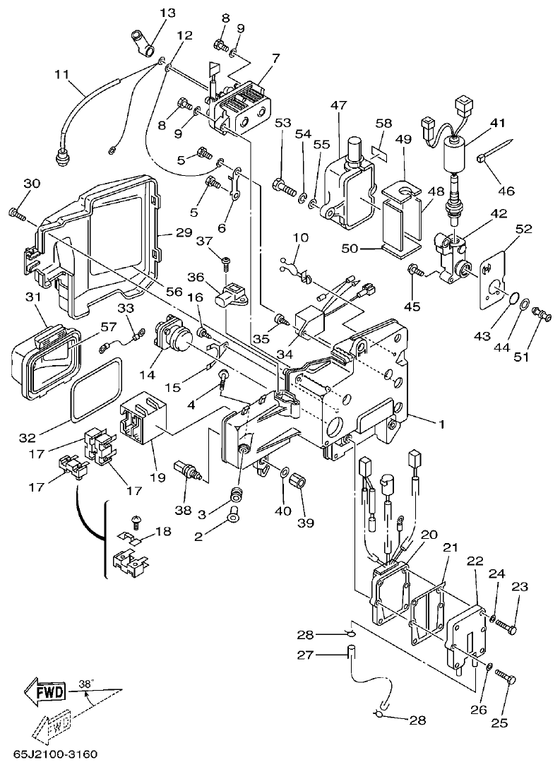 Yamaha 225F, 250B, L225F, L250B, L225FETO, L250BETO ELECTRICAL 3 parts diagram