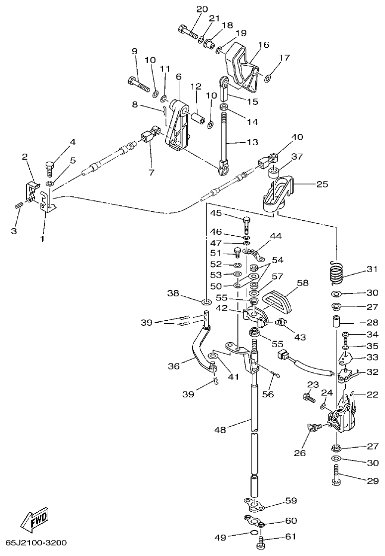 Yamaha 225F, 250B, L225F, L250B, L225FETO, L250BETO CONTROL parts diagram