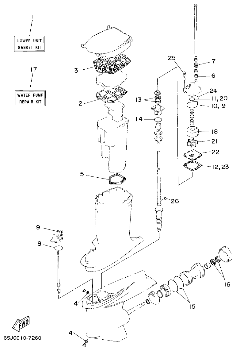 Yamaha 225F, 250B, L225F, L250B, L225FETO, L250BETO REPAIR KIT 2 parts diagram