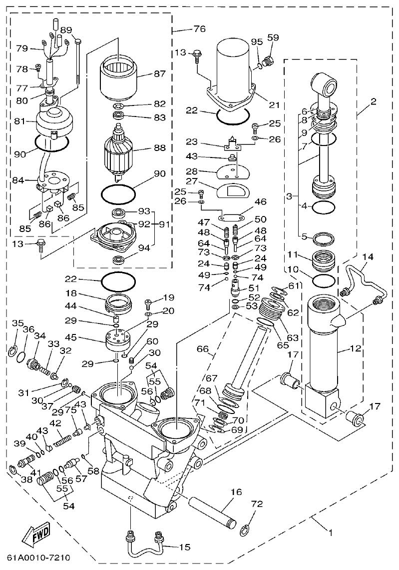 Yamaha L250BETO POWER TRIM & TILT ASSY parts diagram