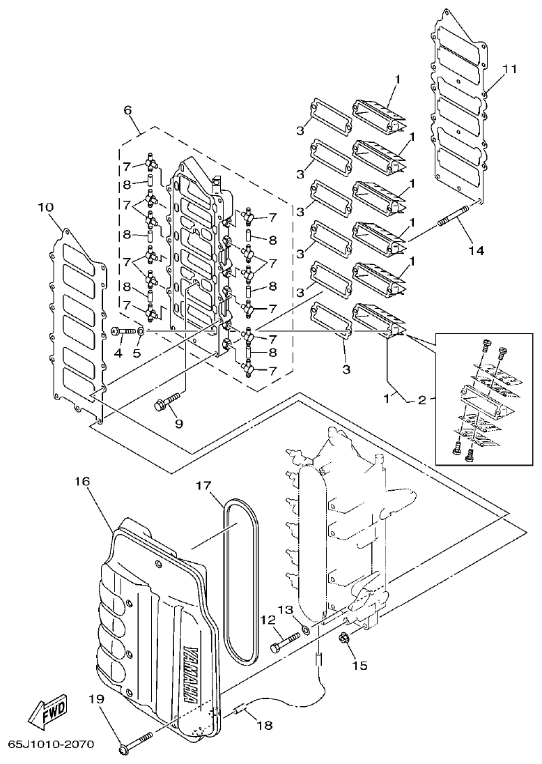 Yamaha L250BETO INTAKE parts diagram